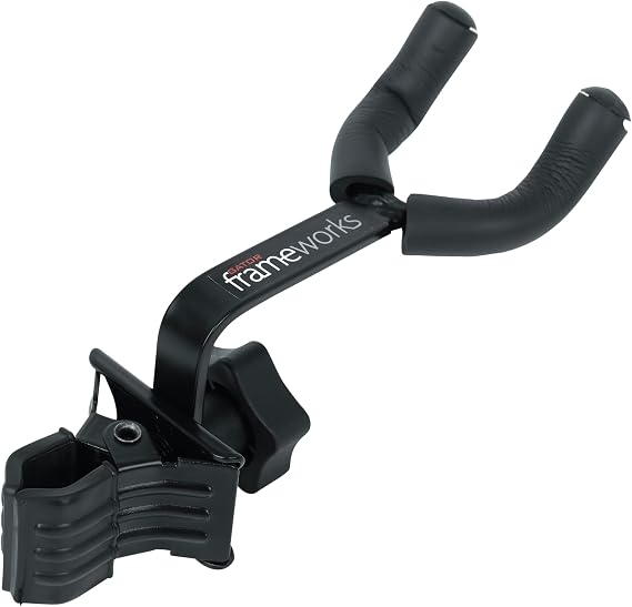Gator Frameworks Ukulele/Mandolin Mic Stand Hanger, (GFW-MICUKE-HNGR) | Space Saving, Quick Instrument Access, Secure Steel Clamp, Fits Most Standard Mic Stands