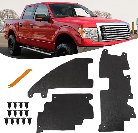 3PCS Trucks Grille Air Deflector Kit for 2009-2014 Ford F150 Raptor | Radiator Support Accessory with Fasteners Replacement FO1218114 FO1218119