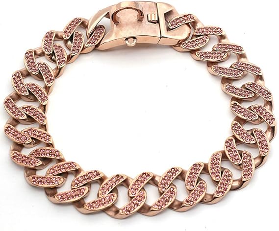 32MM Domineering American Bully Dog Stainless Steel Chain Rose Gold Dog Chain Pet Supplies Pet Collar 40cm