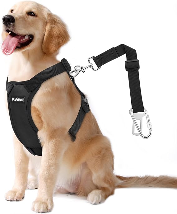 VavoPaw Dog Seat Belt Vest Harness for Car, 2 in 1 Seatbelt Buckle