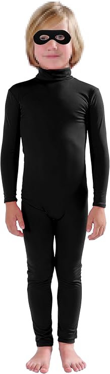 Full Bodysuit Include Felt Eye Mask Kids Dancewear Without Gloves and Socks Solid Color Spandex Zentai Child Unitard