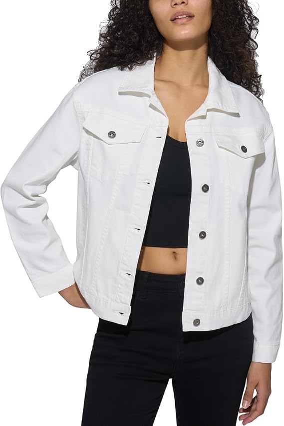 HISEA Denim Jacket for Women, Womens Long Sleeve Jean Jackets with Pockets, Women's Casual Stretchy Trucker Coat for Fall