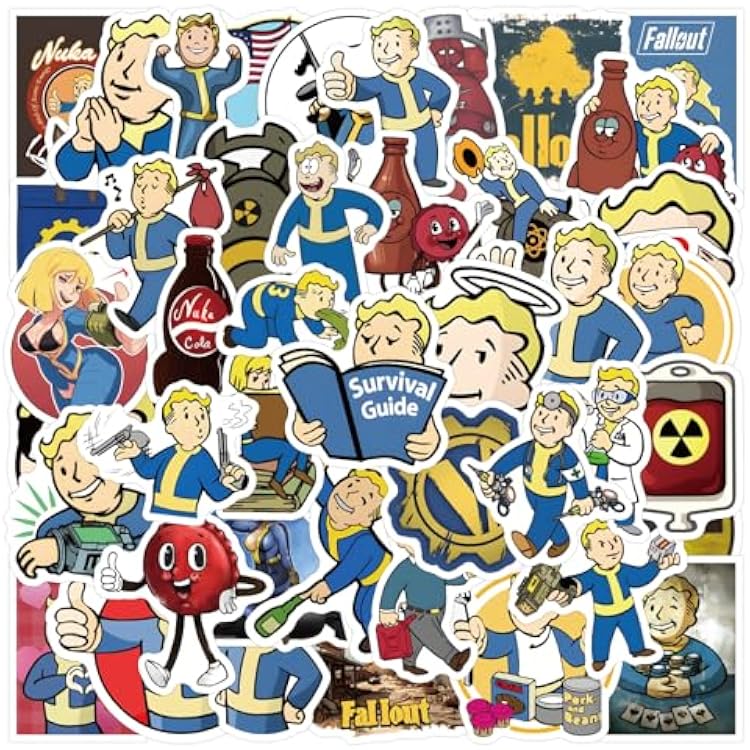 60Pcs Game Stickers,Fallout Stickers for Teens,Cool Cartoon Sticker Pack,Cartoon Characters Stickers for Teens Adults,Waterproof Decals for Laptop,Phone CaseFall