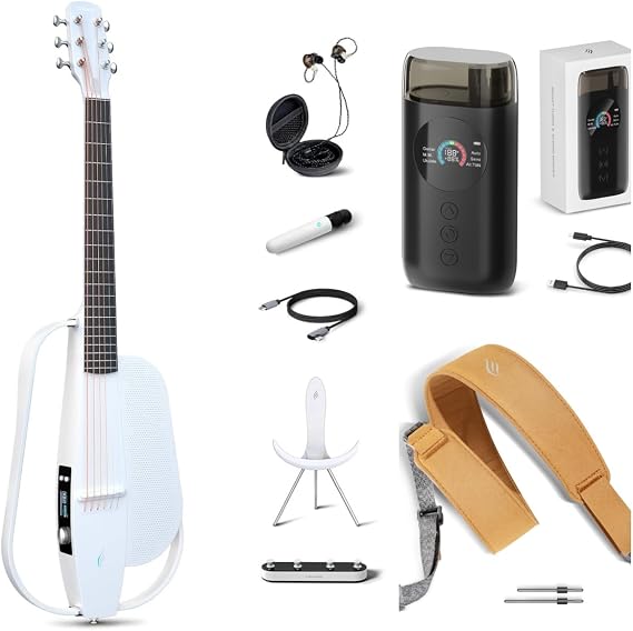 Enya NEXG 2 Acoustic-Electric Guitar Carbon Fiber Travel Smart Audio Guitar Kit & Enya Smart Automatic Guitar Tuner & enya Magnetic Strap