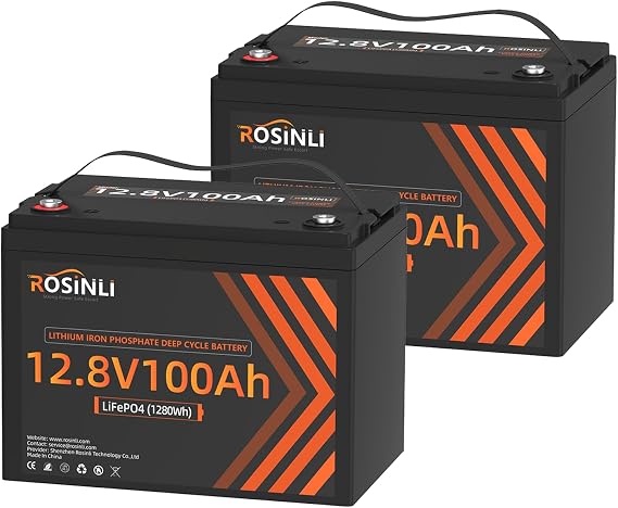 2Pack 12V 100Ah BCI Group 24 LiFePO4 Battery, Built in 100A BMS, Max. 15000 Deep Cycle Lithium Rechargeable Battery for RV, Trolling Motor, Camping, Marine, Solar, Home Energy Storage