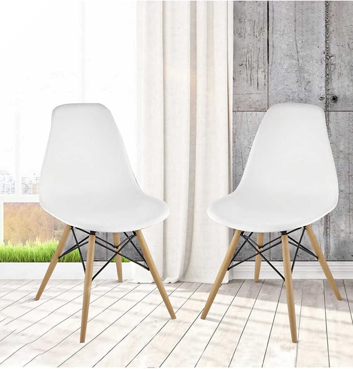 Beyaz Eames Sandalye - 2 Adet - Cafe Balkon Mutfak Sandalyesi