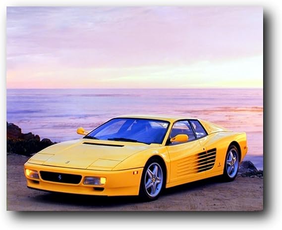 Impact Posters Gallery Yellow Ferrari Testarossa Transportation Old Car Wall Decor Art Print Poster (16x20)