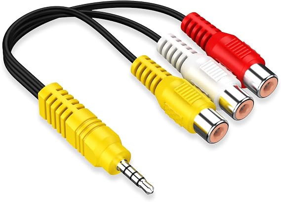 3.5mm to 3 RCA Cable Video AV Component Adapter Cable for TCL TV 3 RCA to AV Input Adapter - 23cm/9"