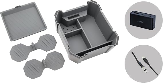 JOWUA Center Console Set for Tesla Cybertruck, Center Console Organizer, Cup Coater, Center Console Silicone Mat, Power HUB only for Power Conversion