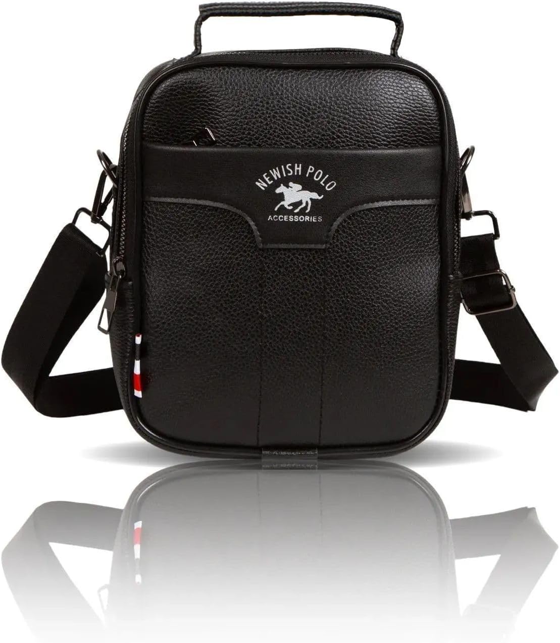 Av A Dos Men's Black Phone Split Leather Hand Shoulder Cross Strap Bag Medium Size