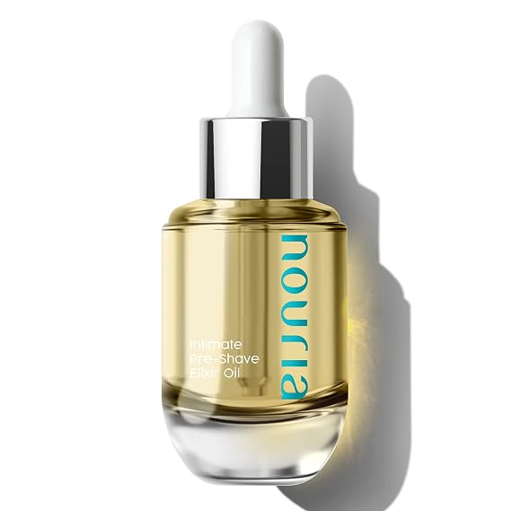 IntiMD Nouria Intimate Pre-Shave Elixir Oil, HydroLock moisturizer conditioner nourishing formula helps with Ingrown Hair, Itch, Razor Bump, Razor Burns for Bikini Area, Legs, Underarm