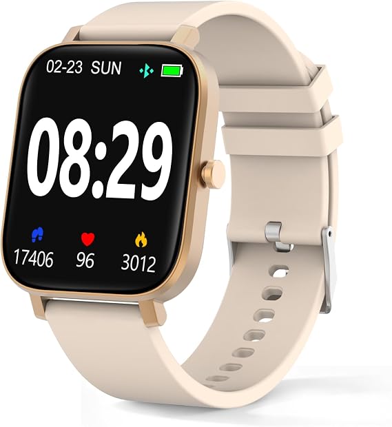 Smart Watch for Men Women SmartWatch 1.83" for iPhone Samsung Android Phone Compatible, Fitness Tracker Watch with Pedometer, Heart Rate/Sleep Monitor, Blood Oxygen, IP68 Waterproof (Gold)