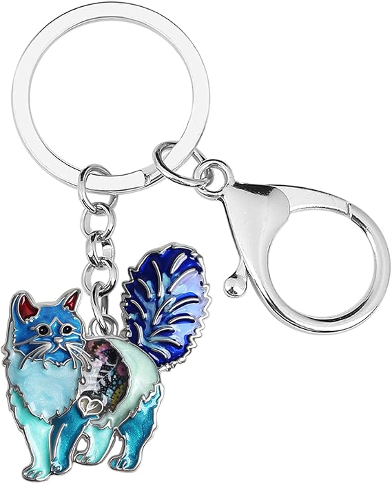 BONSNY Enamel Alloy Chain Cat Keychains For Women Girls Car Purse Handbag Novelty Charms GIfts