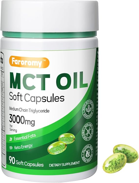 C8 MCT Oil Softgels 3000 mg, Coconut Source, 60 Count
