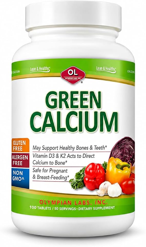 Olympian Labs Calcium Plus Magnesium, Formulated with Vitamin C, K2 & D3, 100 Tablets Supporting Healthy Bones & Teeth