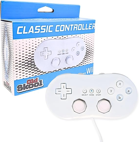 Old Skool Classic Controller Compatible with Wii and WiiU White | Compatible With Wii U, Wii, Controller Accessory, White