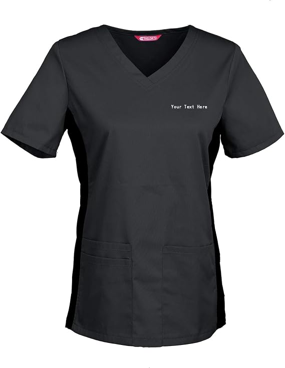 Women's Embroidered Scrub Top Personalized with Your Text