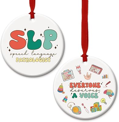 SLP Christmas Ornament 2025 - Speech Therapist Gift for Women Men, Holiday Appreciation Decor for SLPA, Language Pathologist Keepsake - Everyone Deserves a Voice
