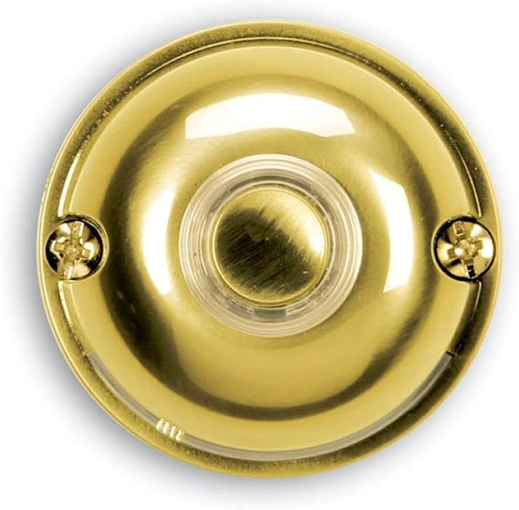 Heath Zenith 910 Wired Push Button with LED Halo-Lighted Center and Key-Finder, Polished Brass