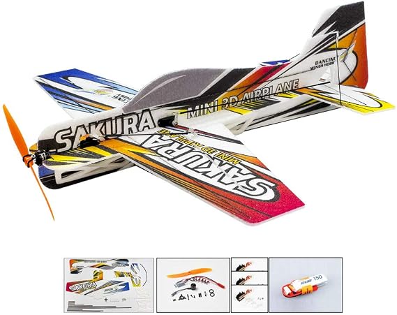Viloga Upgrade 3D EPP Plane Sakura Aerobatic Flying Airplane, 420mm Durable Foam RC Plane Kit to Build for Adults (KIT+Motor+ESC+Servo+Battery, EPP Sakura, Not Including Radio Control)