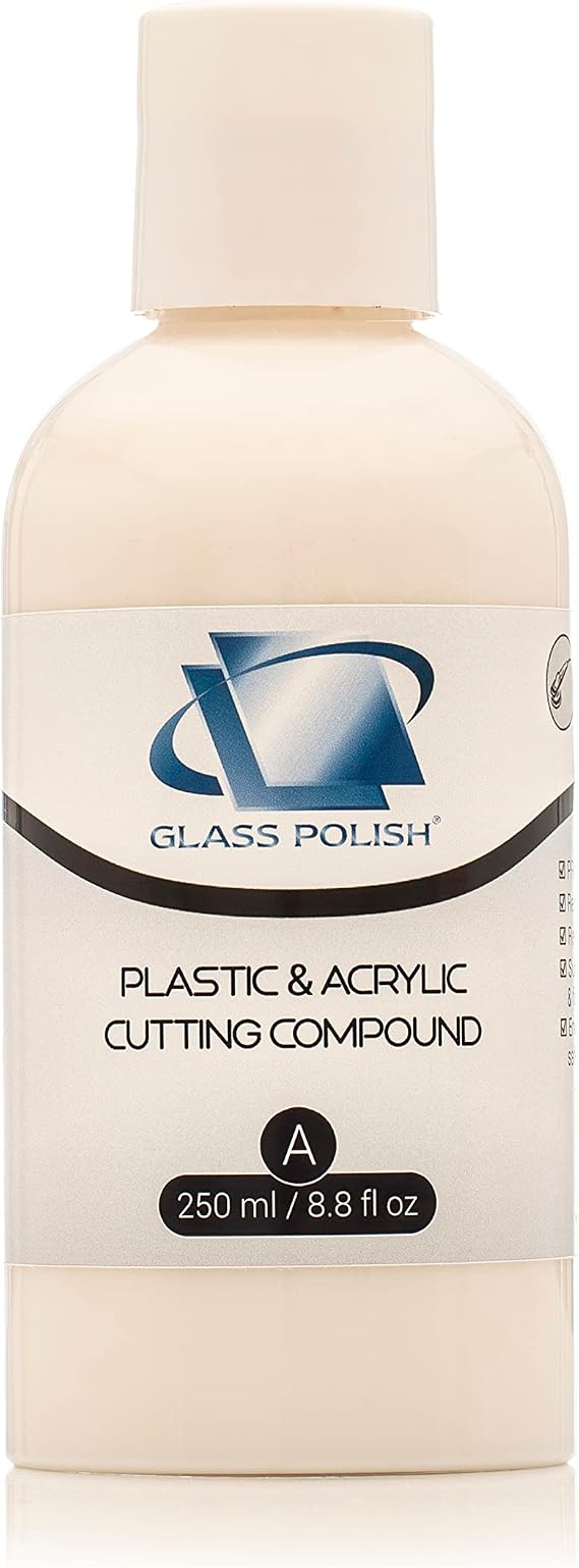 Glass Polish 8.8oz (250ml) Plastic & Acrylic Cutting Compound with Micro Abrasives for Professional Polishing - GP14013
