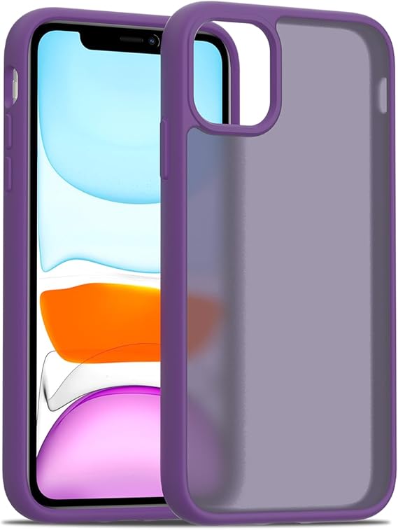 TENOC Phone Case Compatible with iPhone 11, Dark Purple Case Translucent Protective Bumper Matte Hard Back Cover for 6.1 Inch