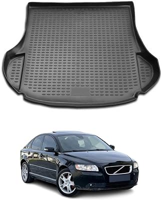 OMAC Cargo Mats Liner for Volvo S40 2004-2012 Rear Trunk Waterproof TPE Black