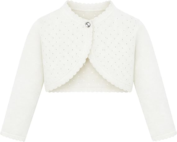Lilax Little Girls' Knit Long Sleeve One Button Closure Bolero Shrug