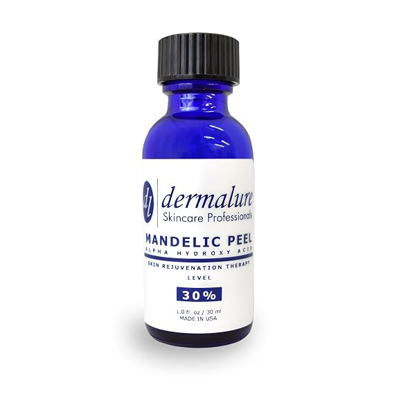 Mandelic Acid 30% AHA Alpha Hydroxy Peel Medical Strength Used For Rosacea, Cystic Acne, Blackheads, Pores, Whiteheads, Hyperpigmentation, Melasma, Age Spots, Sun Spots (1.0 fl. oz / 30 ml)