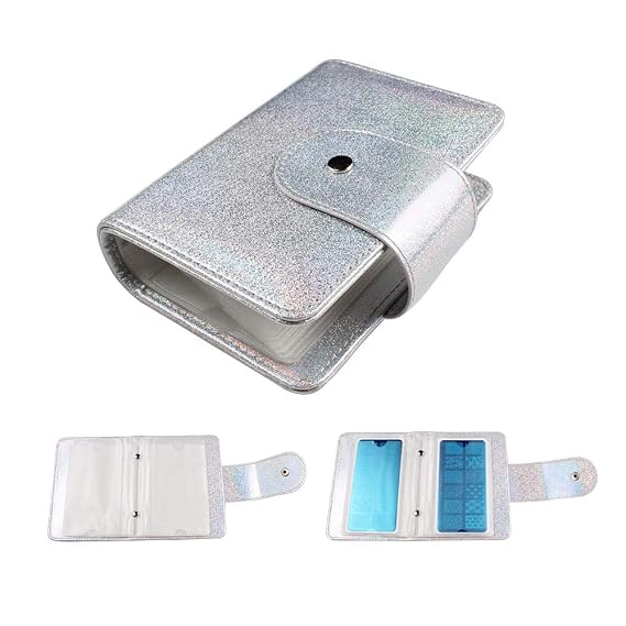 20Slots Nail Stamping Plate Case Holographic Nail Art Image Holder Rainbow Laser Design Rectangular Nail Art Plate Organizer For Large Size 6X12CM Nail Art Plates (Silver)
