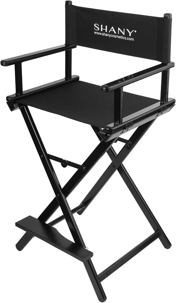 SHANY Studio Director Makeup Artist Folding Stool Chair - Solid Aluminum Barstool - Black