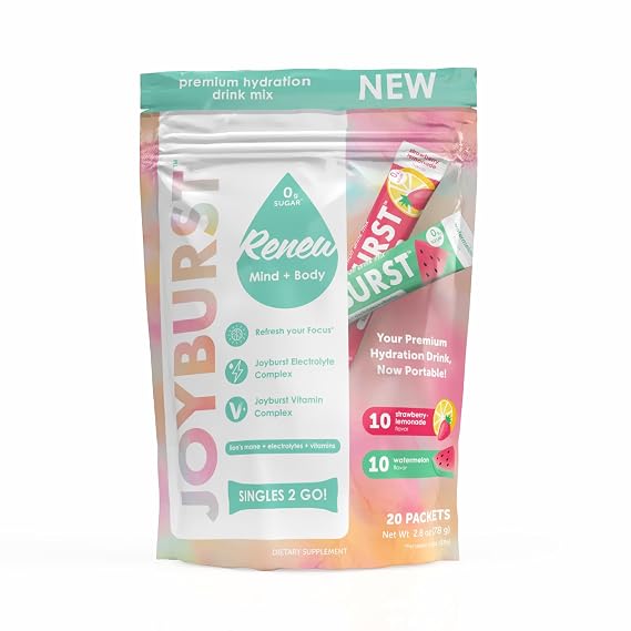 Joyburst Sugar Free Electrolytes Powder Packets, Variety Pack, 20 Sticks