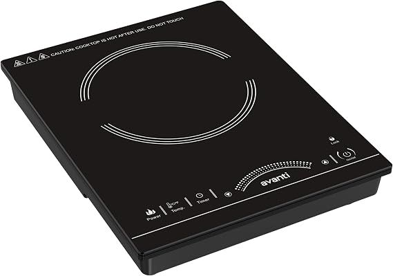 Avanti Portable Cooktop Electric Hot Plate Stove Top with Single Induction Burner, 6 Power Settings, Temperature Touch Control 140-460F Perfect for Campers & Tiny Homes, 1800-Watts, Black