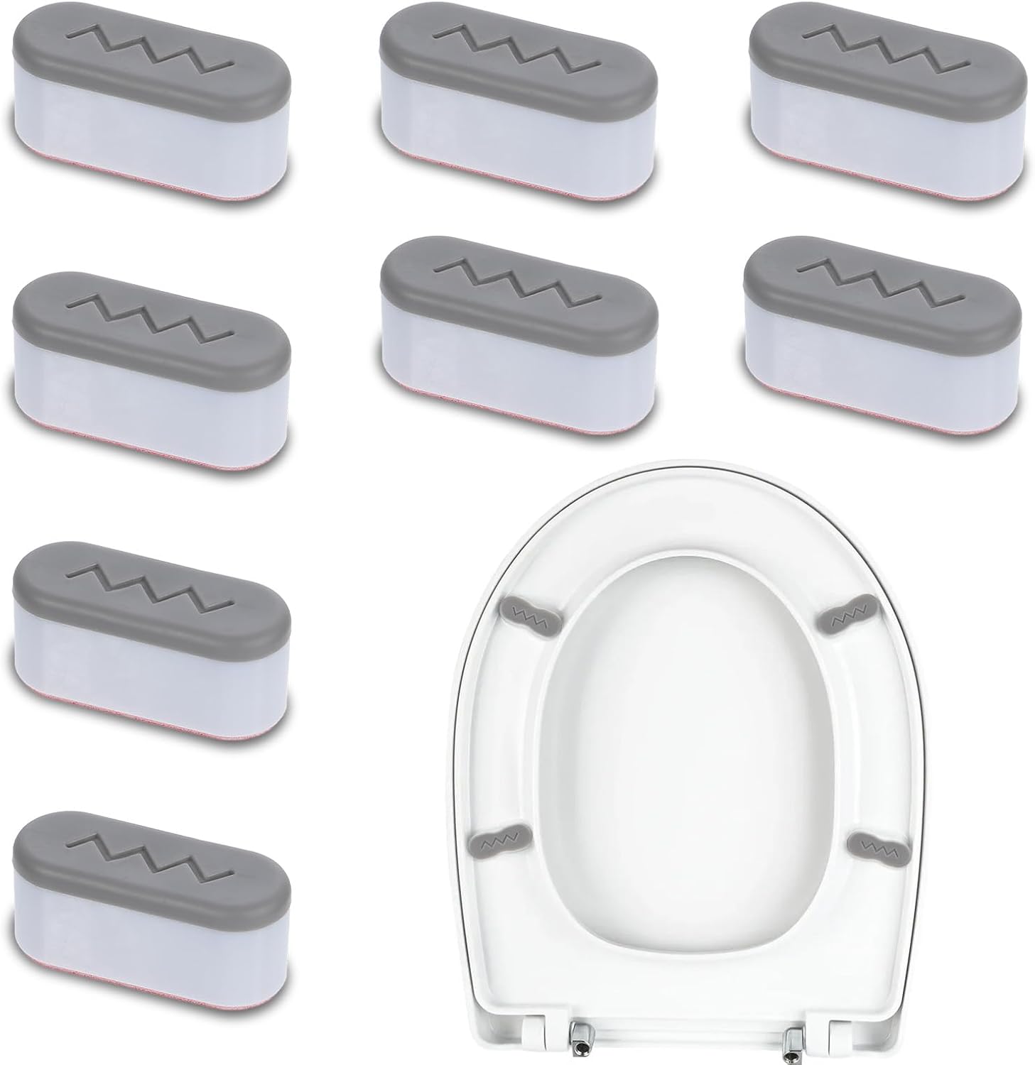 Giantree 8Pcs Toilet Seat Bumpers, Bidet Toilet Seat Bumpers for Use with Bidet, Strong Adhesive Bidet Attachment Universal Buffer Toilet Lid Rubber Bumpers for Home, Hotel, Hospital8Pcs