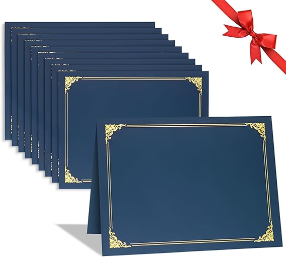 10 Packs Certificate Holders, Navy Blue Certificate Covers, Diploma Holders | Certificate Folders with Gold Foil Border for Letter Size 8.5" x 11" Certificates, Diploma, Documents, Award Cover