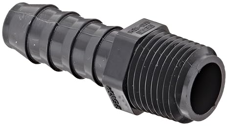 Spears 1436 Series PVC Tube Fitting, Adapter, Schedule 40, Gray, 1/2" Barbed x NPT Male