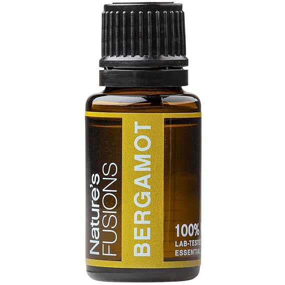 Nature's Fusions Bergamot Essential Oils for Brightening, 100% Pure and Natural, Undiluted, Therapeutic Grade for Aromatherapy and Topical Use (15 mL)