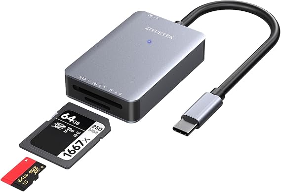 UHS-II SD Card Reader,Type-C Flash Memory Card Reader for USB C Device, SD/SDHC/SDXC/Micro SDXC/SD4.0/V90/V60/V30/1667X/2000X/1000X Memory Card and Professional Card