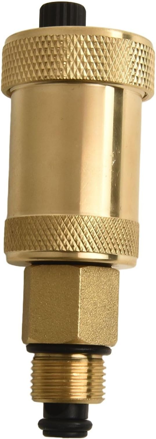 Brass Automatic Air Vent Valve with Shut-Off for Heating Systems, Fits 1/2 Inch (DN15) and 3/8 Inch (DN10) Pipe Connections, Construction for Reliable Air Removal(ZH-G3/8 * 3/8)
