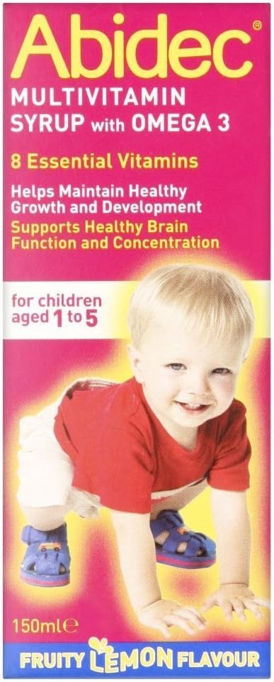 Abidec Multivitamin Syrup With Omega 3 - 150ml ( Flavor may vary -- Raspberry Flavor Or Lemon Flavour )