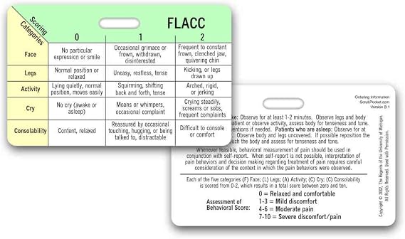FLACC Pain Scale - Horizontal Badge Reference Card (1 Card)