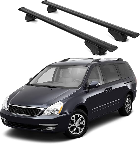 ERKUL Roof Rack Cross Bars for Kia Sedona 2015-2021 | Aluminum Crossbars with Anti Theft Lock for Rooftop | Compatible with Flush Rails - Black
