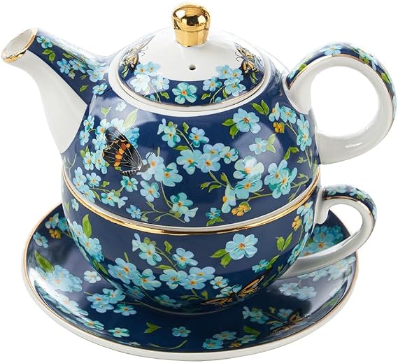 Tea for One Set, Teapot and Cup Set, Floral Teapot for One