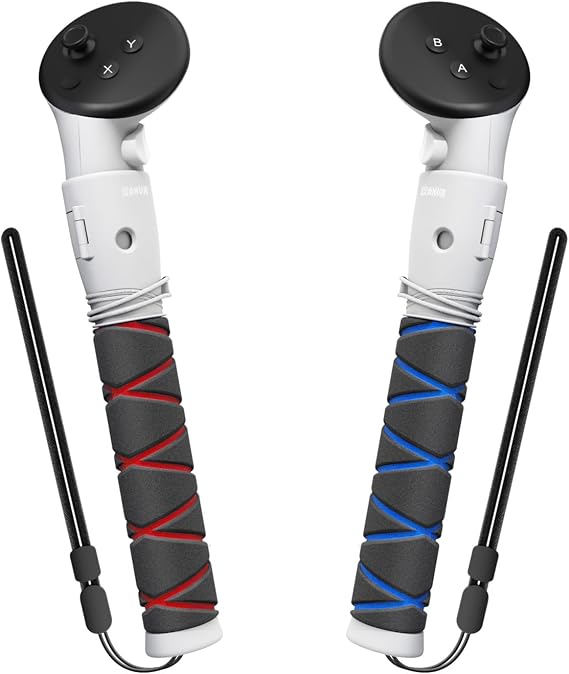 AMVR Handle Attachments Compatible with Meta/Oculus Quest 3/Quest 3S Controller Accessories, Controller Extension Grips for VR Game Gorilla Tag Long Arms Sticks,Beat Saber Handle