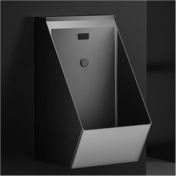 Automatic Sensor Urinal Toilet Universal Washout Urinal, Wall Mounted Intelligent Touchless Urinal, Flush Valve Auto Urinals Flushing Set, Commercial Men's Adult Urinal (Black)