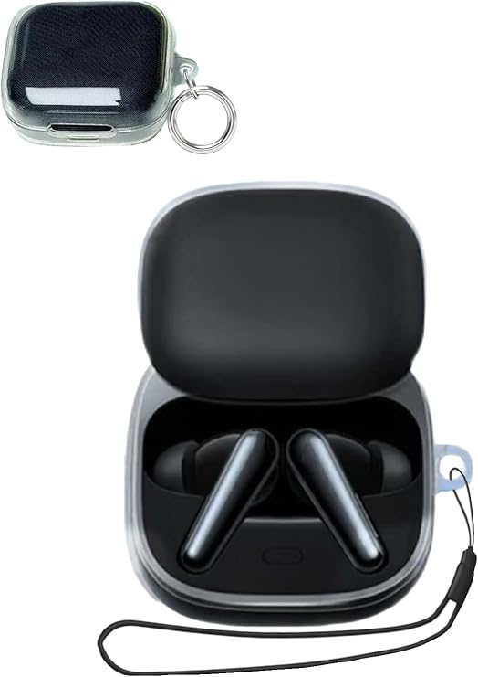 Case for Anker Soundcore R50i NC Earphone, Shockproof Slim TPU Cover, Scratch-Resistant Lightweight Transparent Shell, Anti-Yellowing, Includes Keychain and Lanyard.Clear