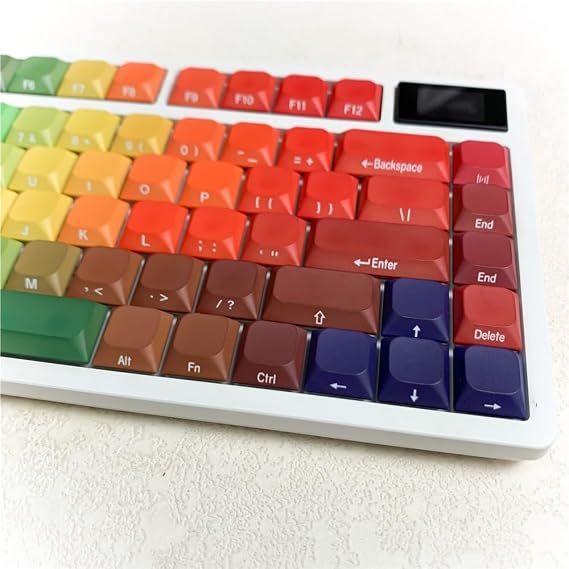 Rainbow Gradient Low Profile Key Cap, JWA Height PBT Key Cap for Nuphy Keychron Mechanical Keyboard