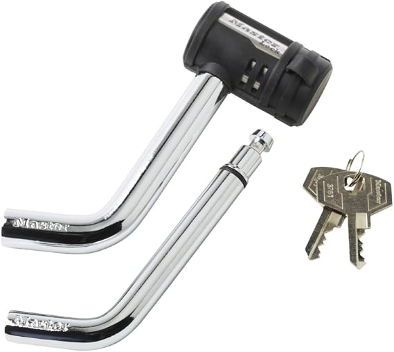 Master Lock Receiver Lock, Weather Resistant Trailer Coupler, Keyed 2866DAT | Trailer Coupler Locking Hitch Pin For Added Protection While Towing, 1/2 Inch & 5/8 Inch Swivel Head Lock Rotates 360