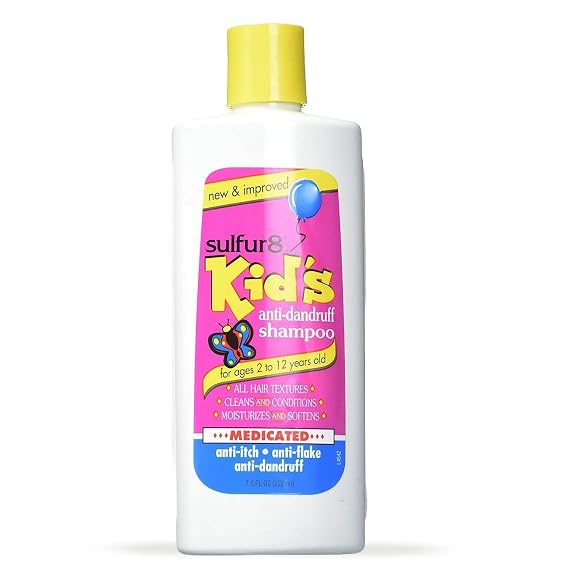 SULFUR8 Anti-Dandruff Shampoo for Kids 7.5 oz Gentle Medicated Dandruff Control for Itchy Scalp, Mild Cleanse with Kid-Friendly Fresh Fragrance for Children & Sensitive Scalps
