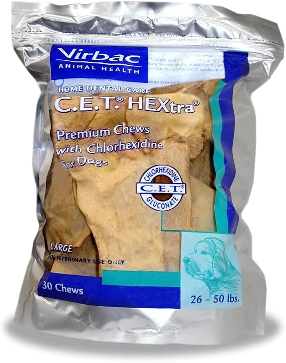 Virbac C.E.T. HEXtra Premium Oral Hygiene Chews, Large Dog, 30 Count